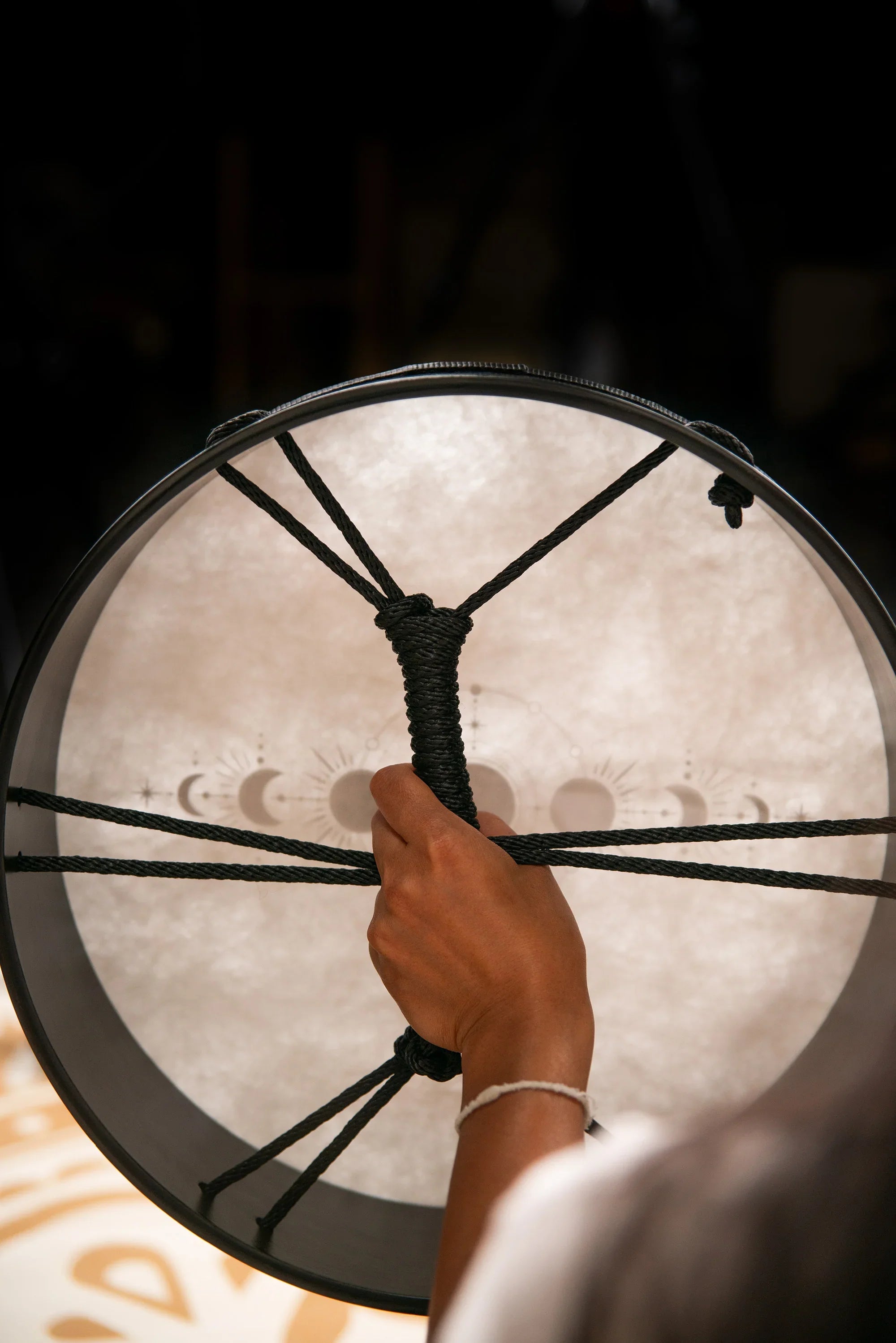 14" Ritual Drum, Moon Phases, True Feel Synthetic Head Utah Energy Healing Center