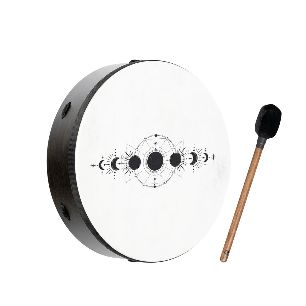 14" Ritual Drum, Moon Phases, True Feel Synthetic Head Utah Energy Healing Center