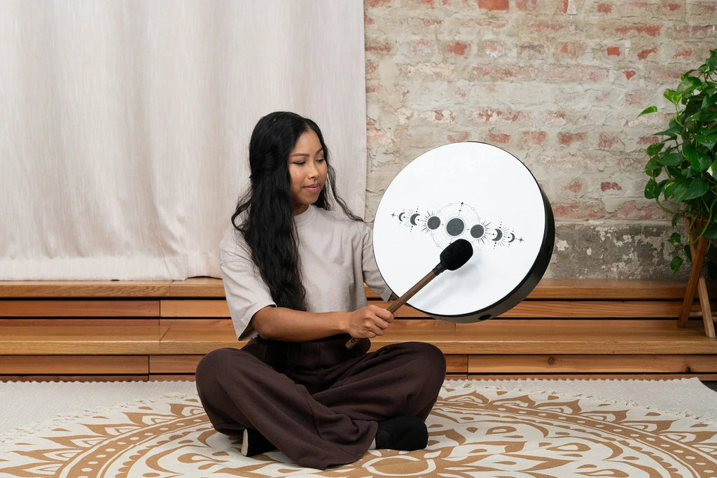 16" Ritual Drum, Moon Phases, True Feel Synthetic Head Utah Energy Healing Center