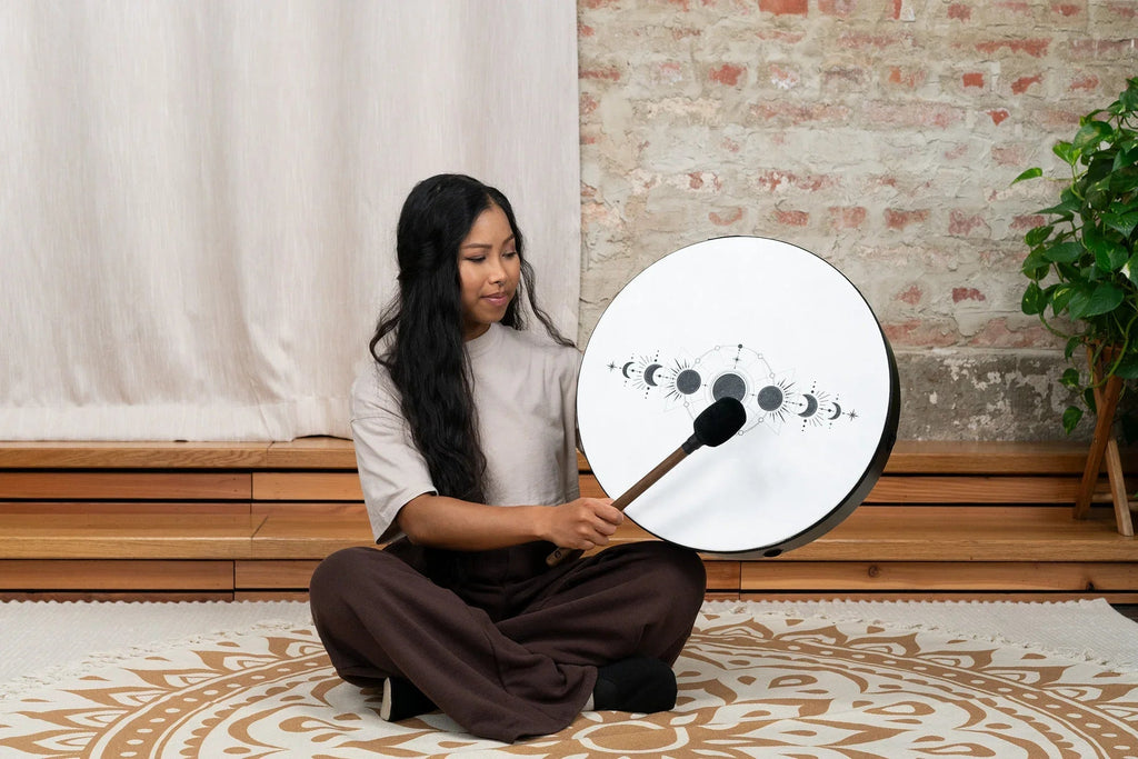 18" Ritual Drum, Moon Phases, True Feel Synthetic Head Utah Energy Healing Center