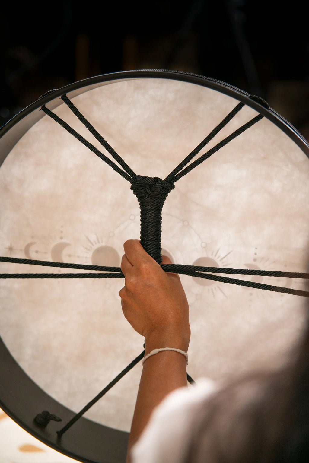 18" Ritual Drum, Moon Phases, True Feel Synthetic Head Utah Energy Healing Center