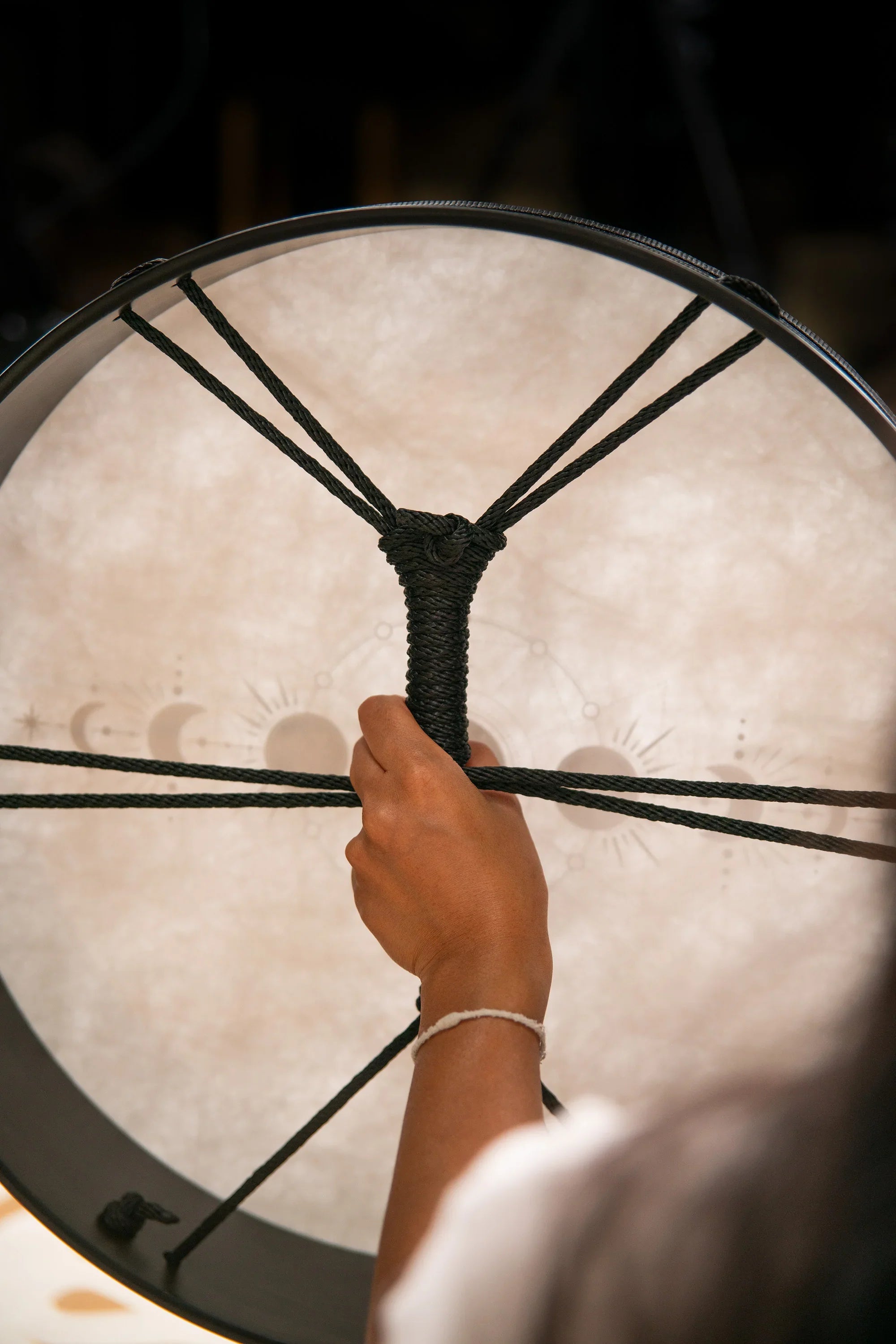 18" Ritual Drum, Moon Phases, True Feel Synthetic Head Utah Energy Healing Center