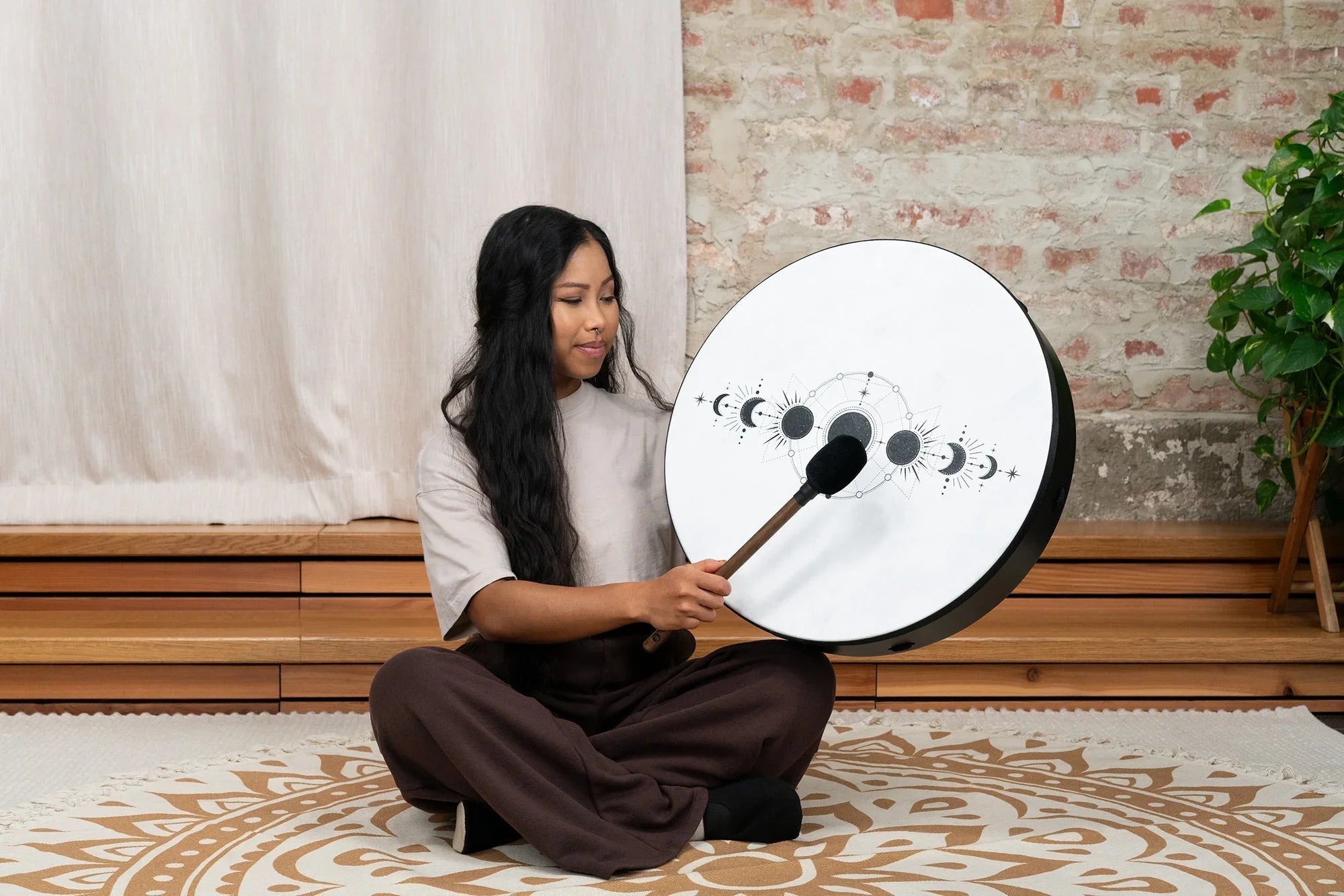 20" Ritual Drum, Moon Phases, True Feel Synthetic Head Utah Energy Healing Center