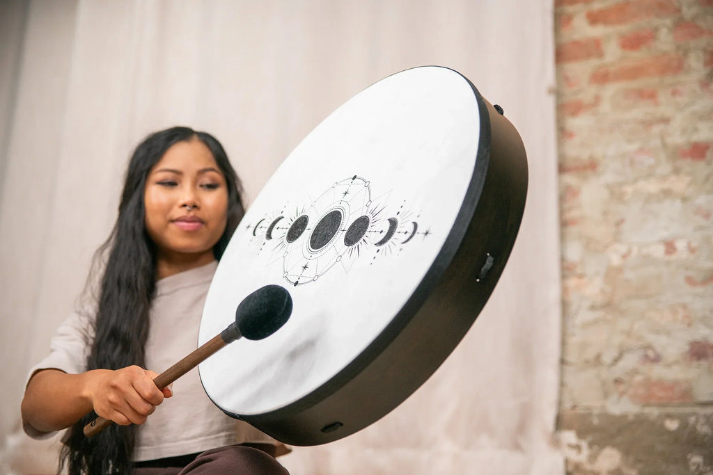 20" Ritual Drum, Moon Phases, True Feel Synthetic Head Utah Energy Healing Center