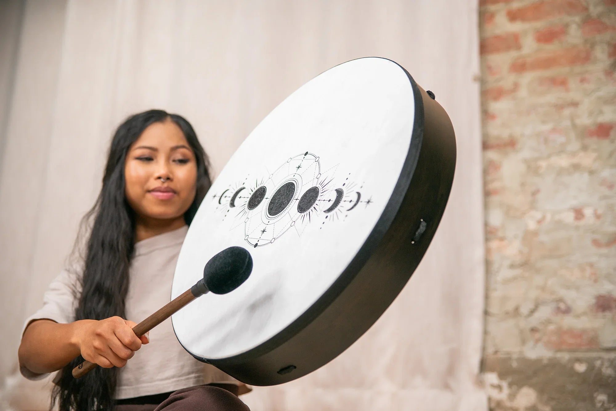 20" Ritual Drum, Moon Phases, True Feel Synthetic Head Utah Energy Healing Center