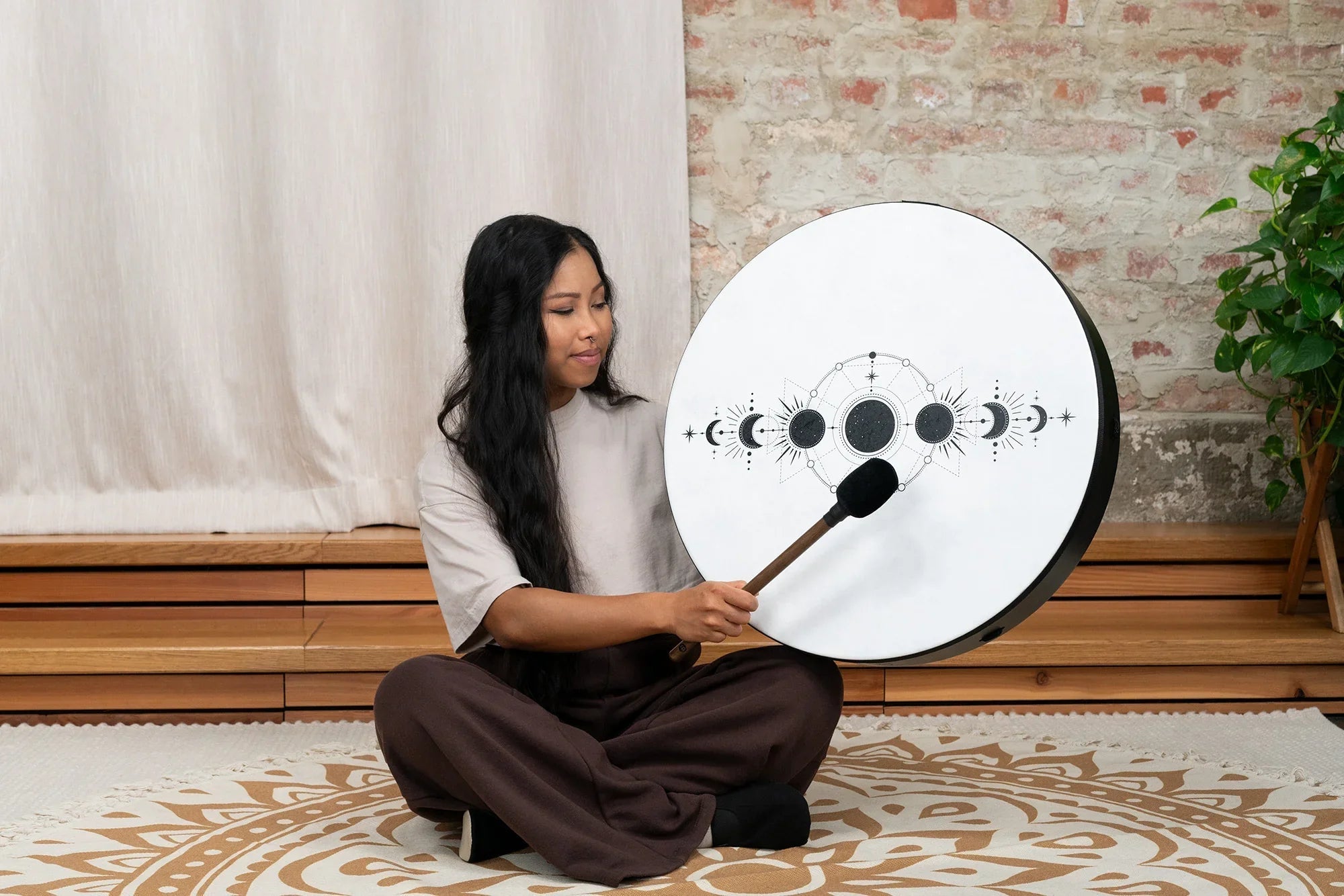 22" Ritual Drum, Moon Phases, True Feel Synthetic Head Utah Energy Healing Center