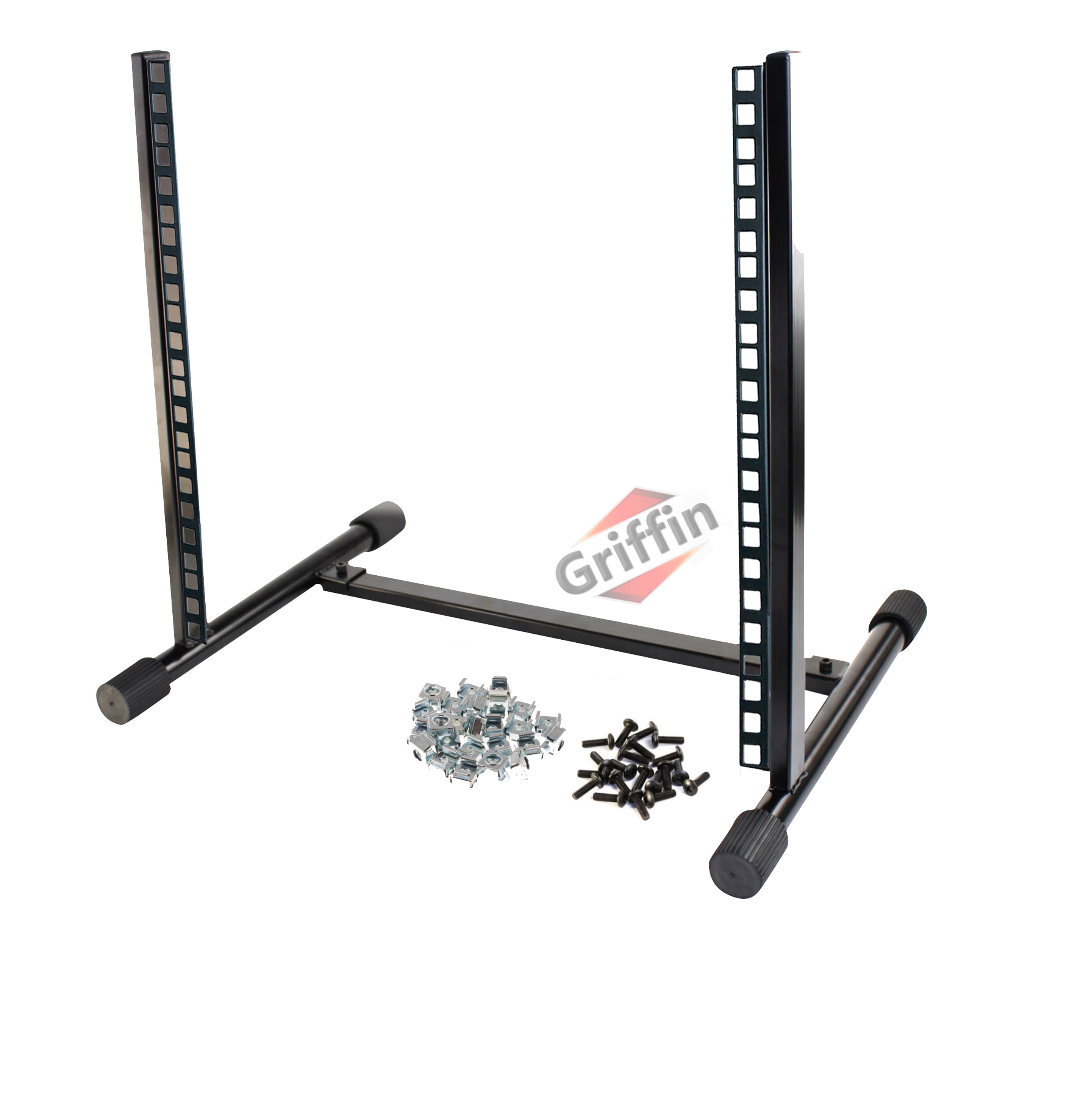 Rack Mount Stand with 10 Spaces by GRIFFIN - Music Studio Recording Equipment Sound Mixer Standing Case & 20 Screws - RackMount Pro Audio Network Amp GeekStands.com