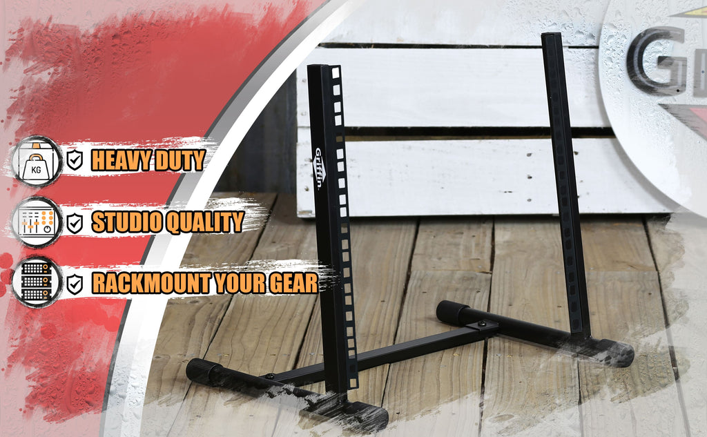 Rack Mount Stand with 10 Spaces by GRIFFIN - Music Studio Recording Equipment Sound Mixer Standing Case & 20 Screws - RackMount Pro Audio Network Amp GeekStands.com
