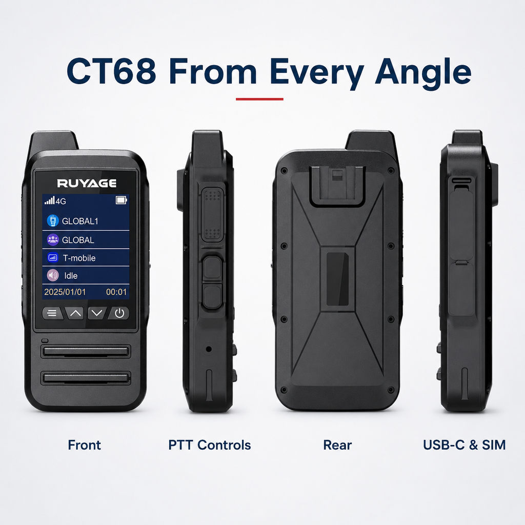 RUYAGE CT68 IP67 Waterproof 4G LTE PoC Walkie Talkies – 2-Pack Ruyage Radio