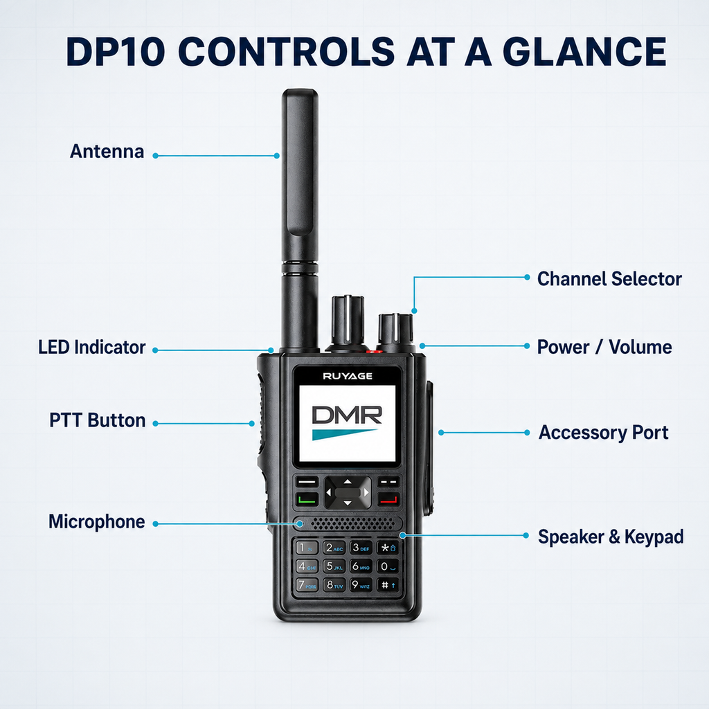 RUYAGE DP10 VHF/UHF Dual-Band DMR Two-Way Radio with GPS Ruyage Radio