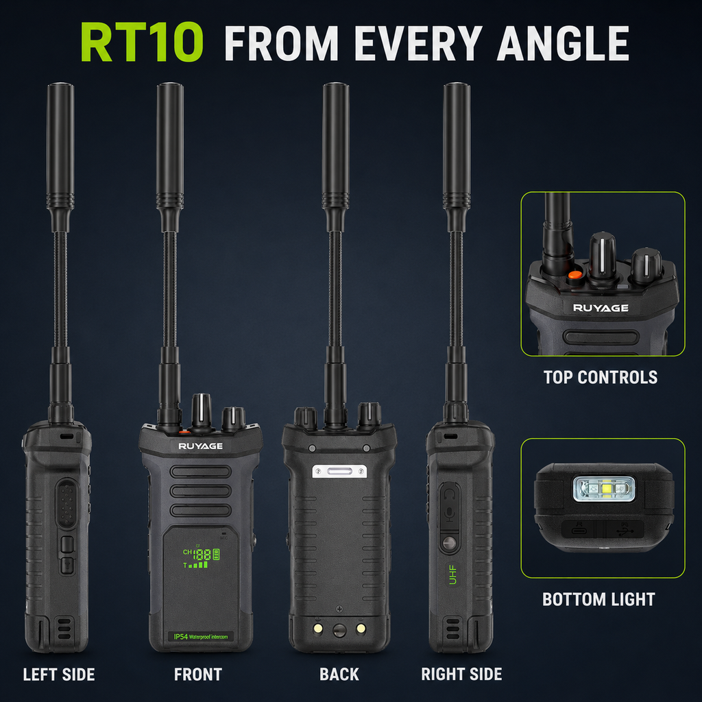 RUYAGE RT10 20W UHF Long-Range Analog Walkie Talkie Ruyage Radio