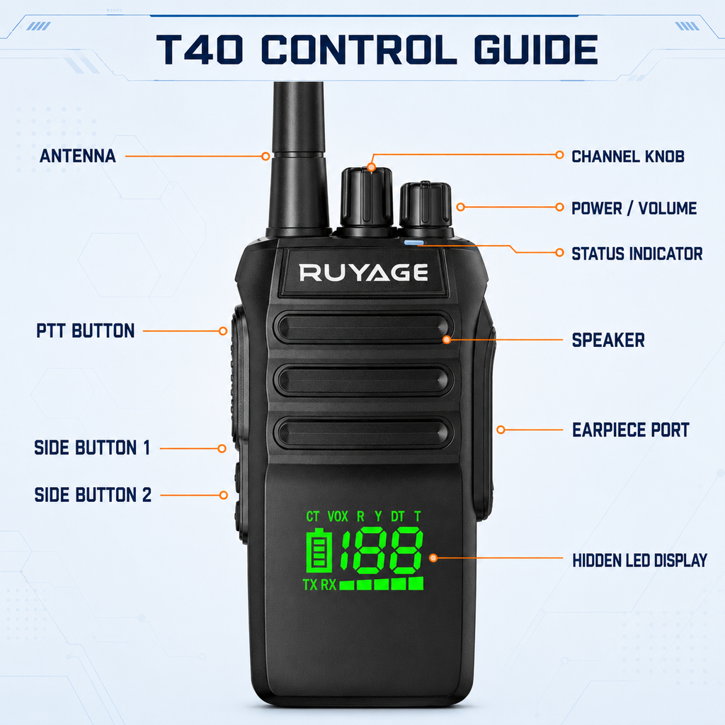 RUYAGE T40 10W IP67 Waterproof VHF Analog Walkie Talkie Ruyage Radio