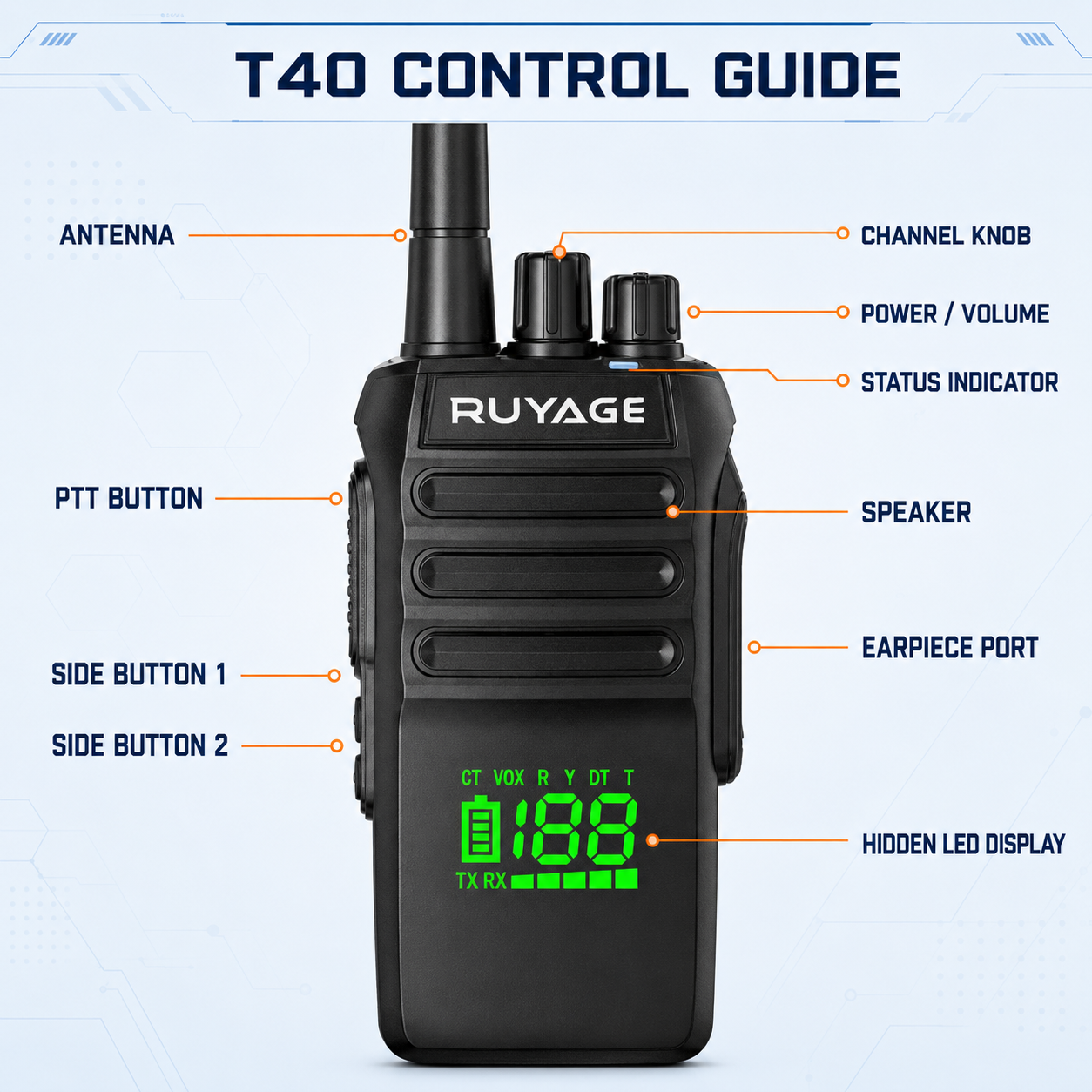 RUYAGE T40 10W IP67 Waterproof VHF Analog Walkie Talkie Ruyage Radio