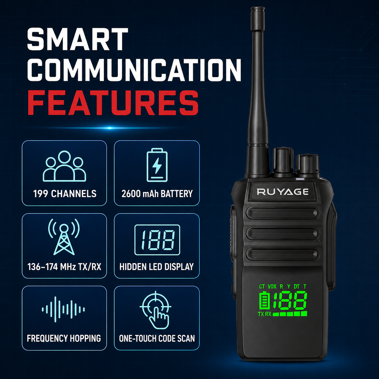 RUYAGE T40 10W IP67 Waterproof VHF Analog Walkie Talkie Ruyage Radio