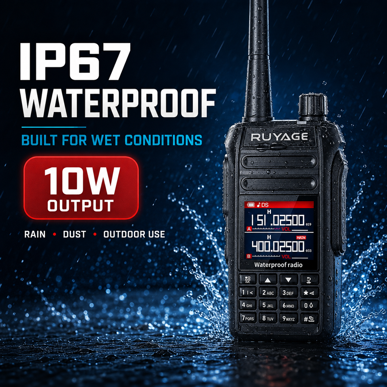 RUYAGE UV5D 10W IP67 Waterproof 6-Band Walkie Talkie Ruyage Radio