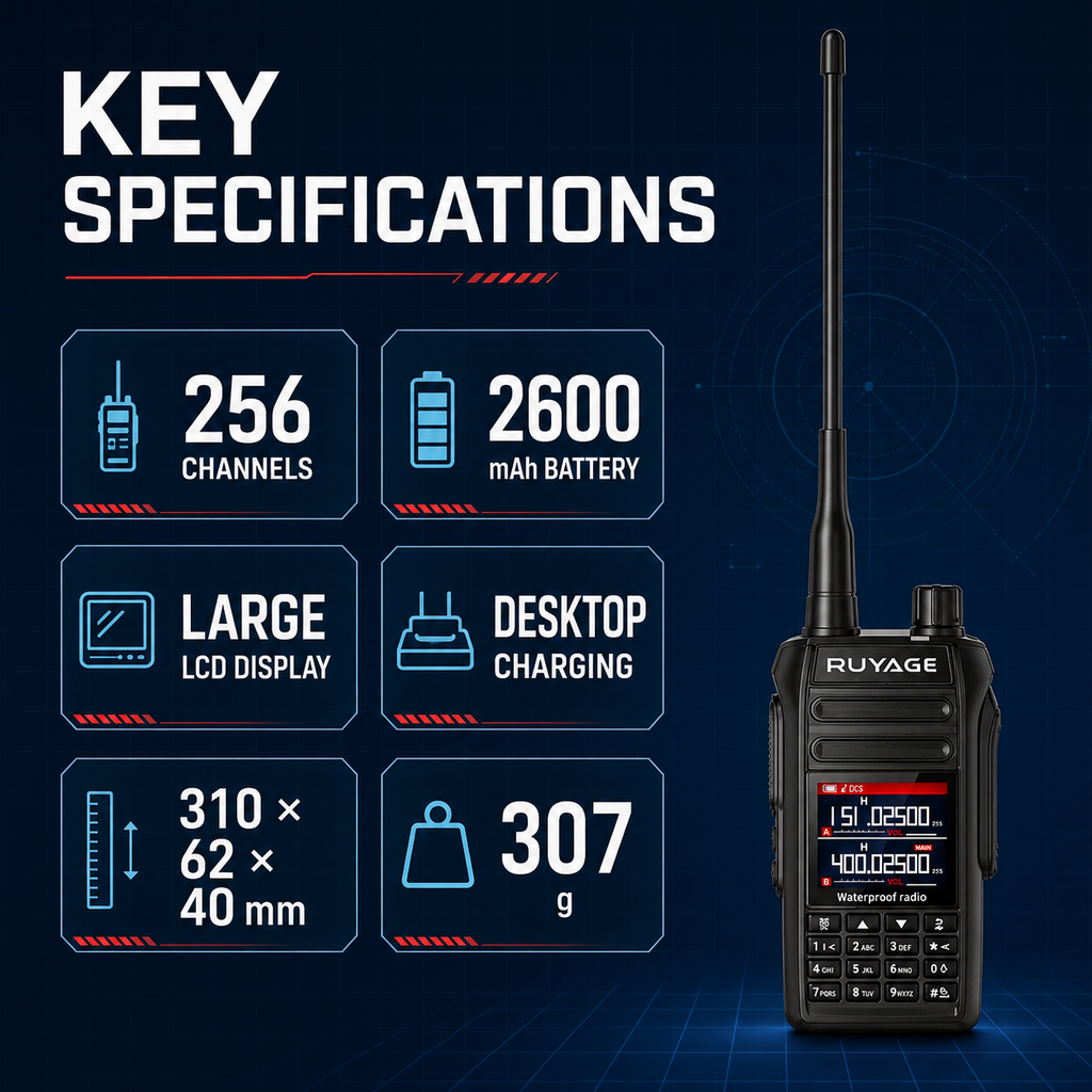 RUYAGE UV5D 10W IP67 Waterproof 6-Band Walkie Talkie Ruyage Radio
