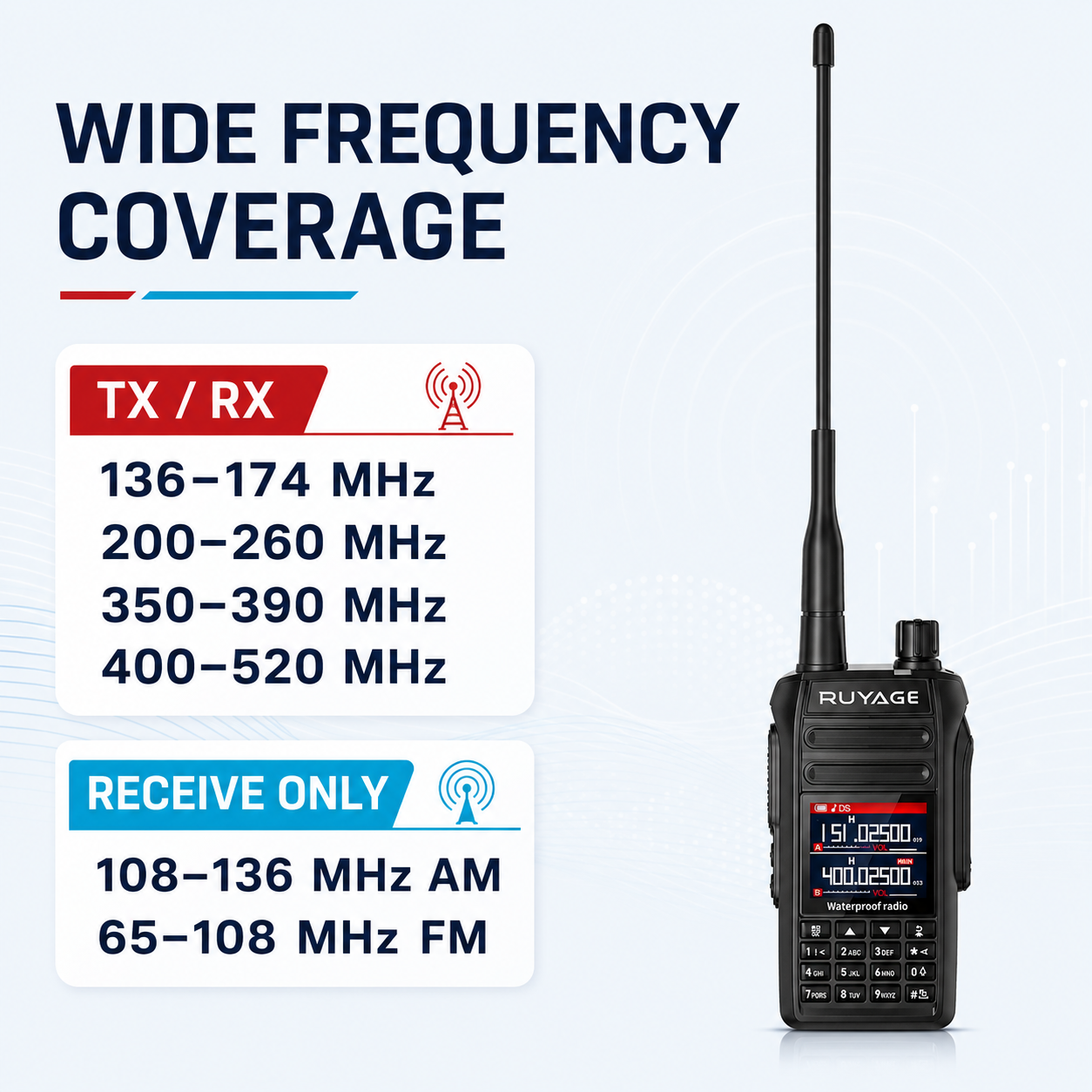 RUYAGE UV5D 10W IP67 Waterproof 6-Band Walkie Talkie Ruyage Radio