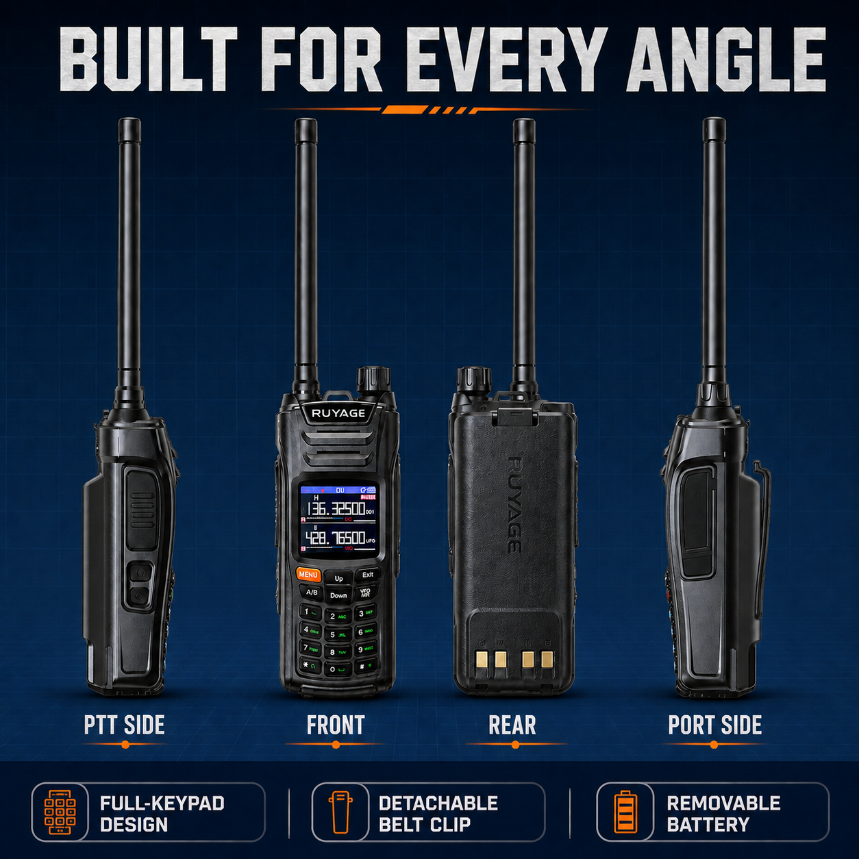 RUYAGE UV6D 6 Band VHF/UHF Analog Walkie Talkie with GPS Ruyage Radio