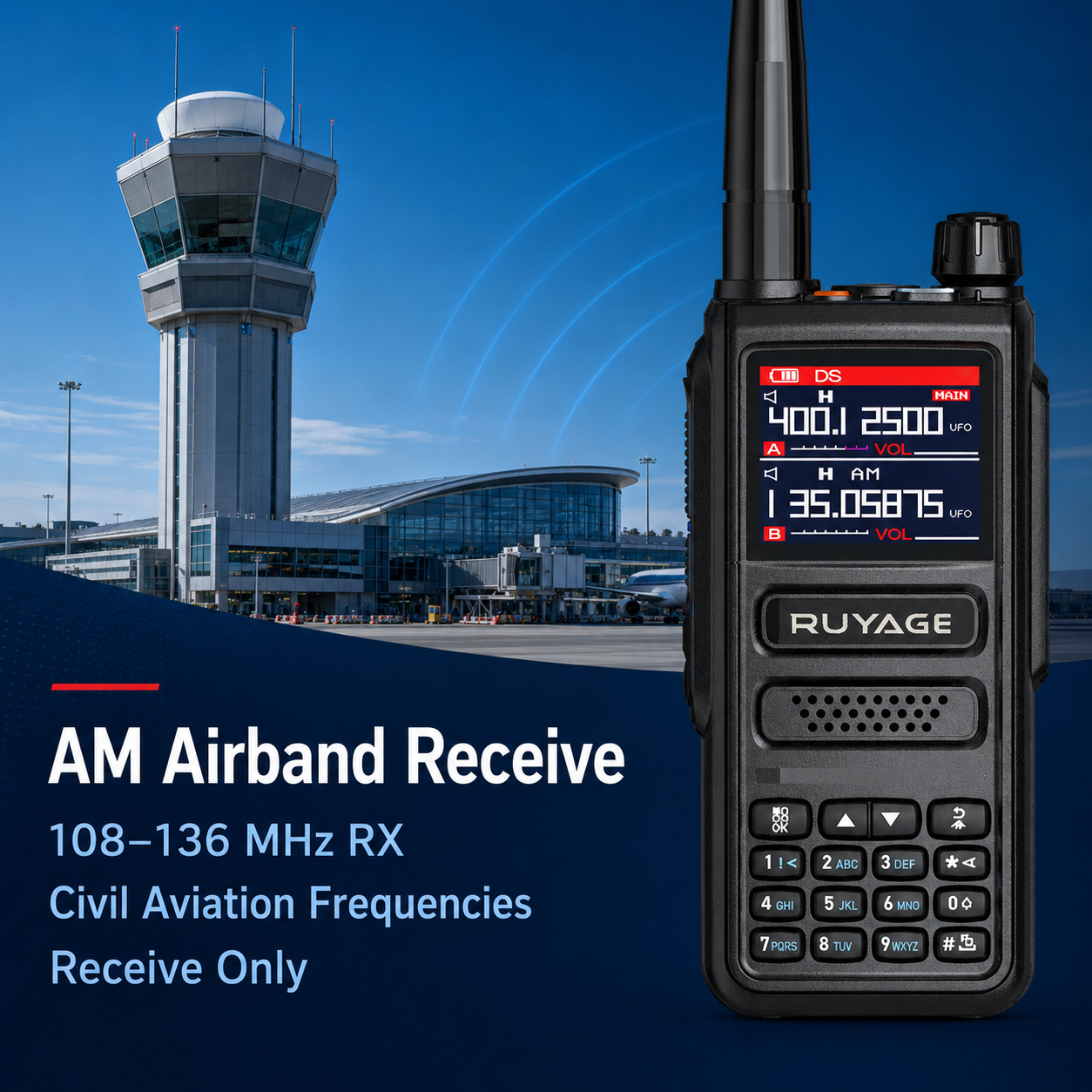 RUYAGE UV98 10W 6-Band VHF/UHF Analog Walkie Talkie Ruyage Radio