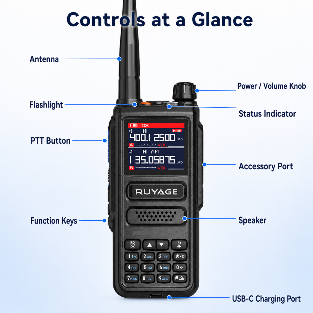 RUYAGE UV98 10W 6-Band VHF/UHF Analog Walkie Talkie Ruyage Radio