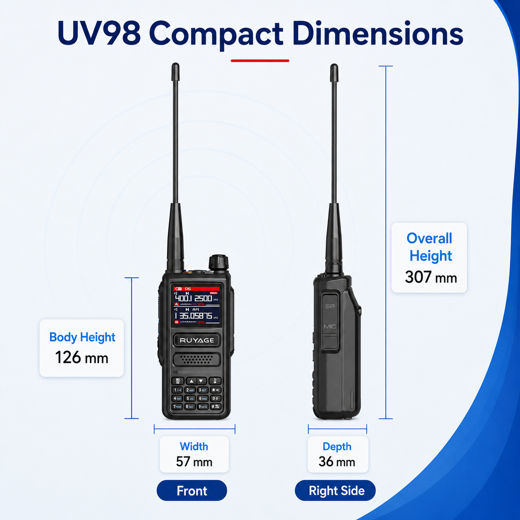 RUYAGE UV98 10W 6-Band VHF/UHF Analog Walkie Talkie Ruyage Radio