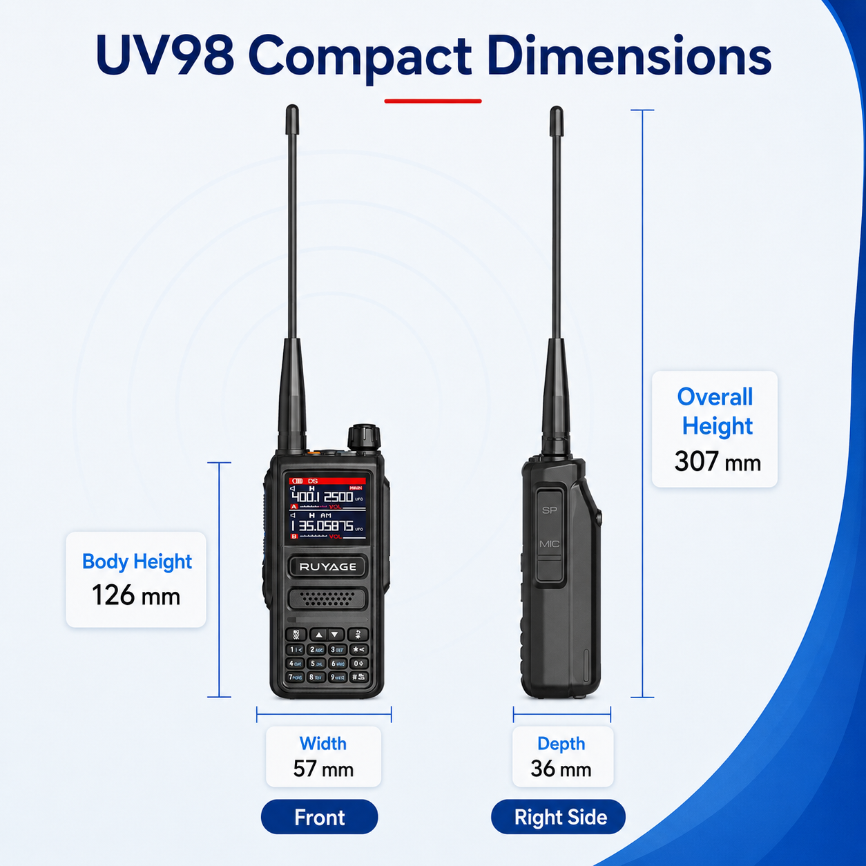 RUYAGE UV98 10W 6-Band VHF/UHF Analog Walkie Talkie Ruyage Radio