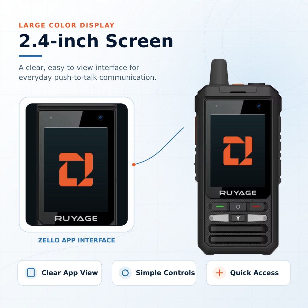 RUYAGE ZL80 Zello-Compatible 4G LTE/WiFi Touchscreen Walkie Talkie Ruyage Radio