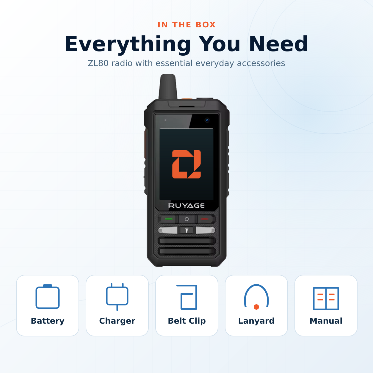 RUYAGE ZL80 Zello-Compatible 4G LTE/WiFi Touchscreen Walkie Talkie Ruyage Radio