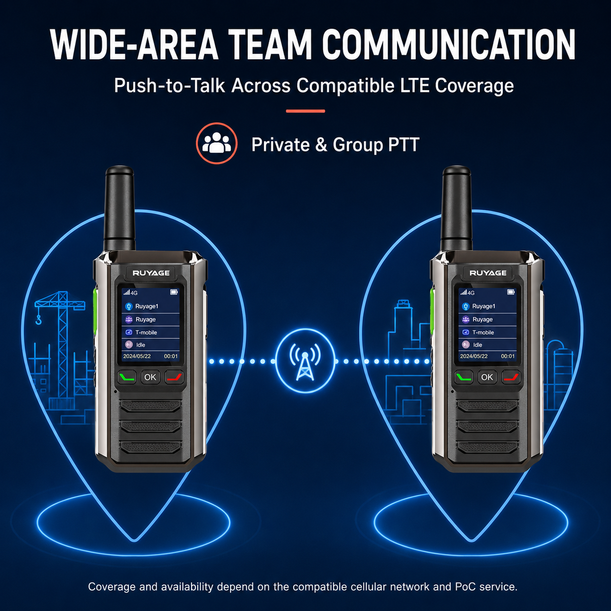 RUYAGE R0 Metal-Body 4G LTE PoC Walkie Talkies – 2-Pack Ruyage Radio