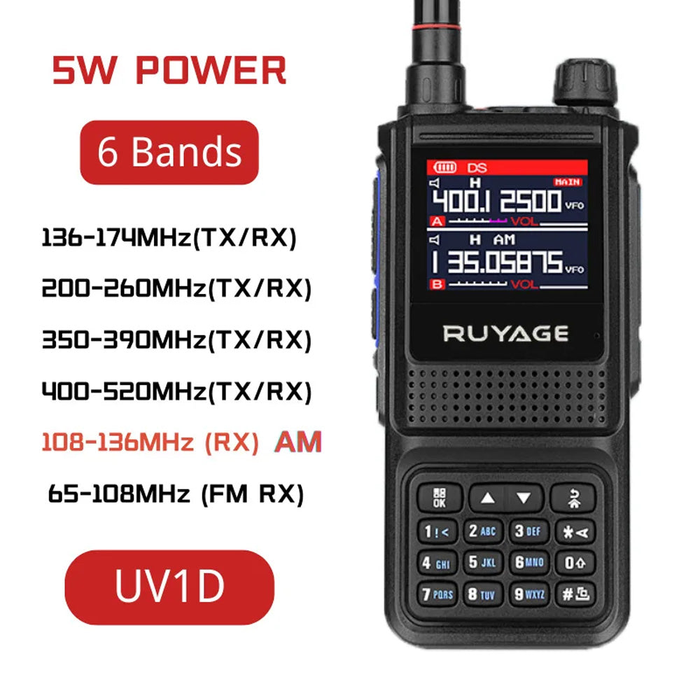 RUYAGE Multi-Band Two Way Radio 5W Long Range Walkie Talkie with 2600mAh Battery, VOX, Emergency Alert & Frequency Copy Ruyage Radio