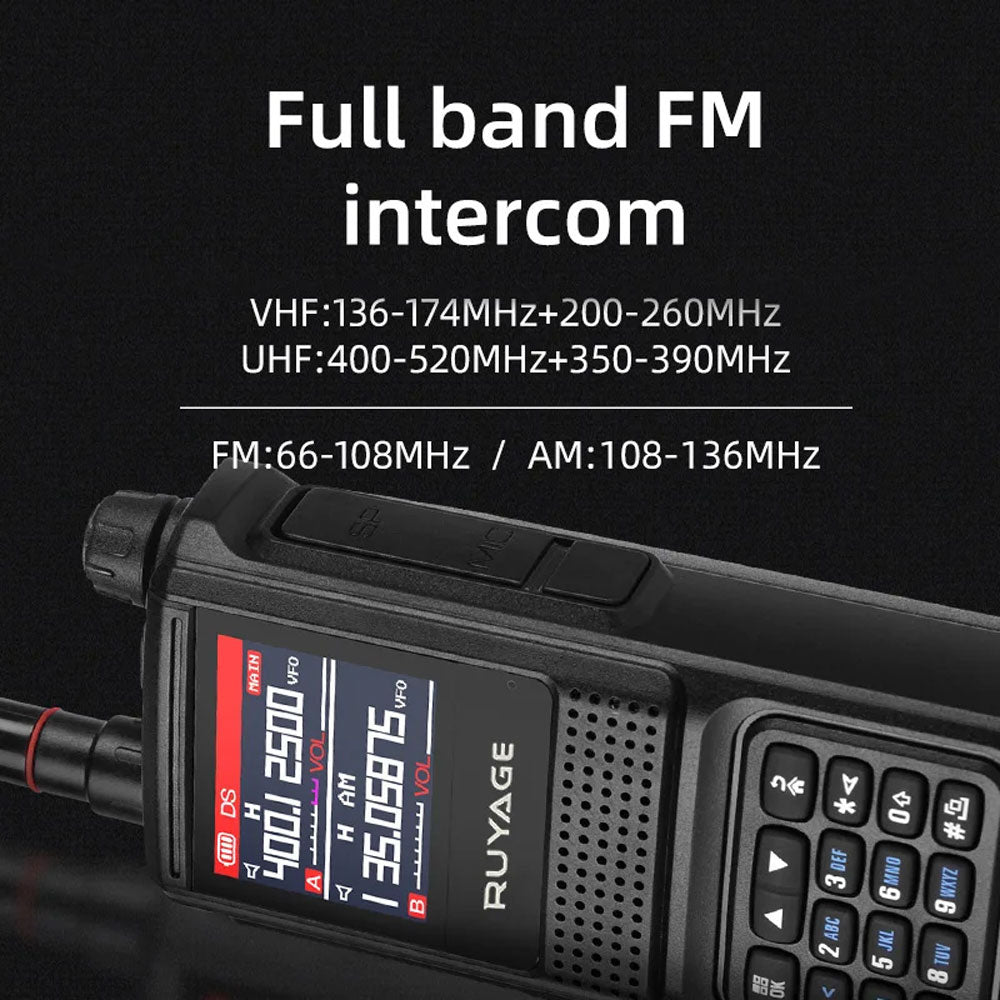 RUYAGE Multi-Band Two Way Radio 5W Long Range Walkie Talkie with 2600mAh Battery, VOX, Emergency Alert & Frequency Copy Ruyage Radio