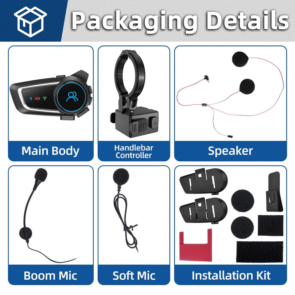 RUYAGE Motorcycle Helmet Communication System | IP67 Bluetooth Helmet Speaker Ruyage Radio