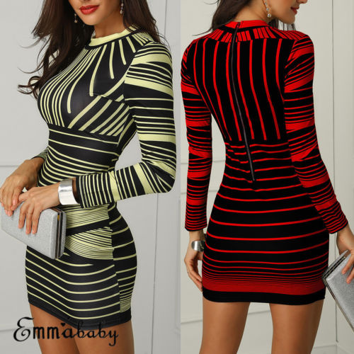 Retro Sexy Dress Hot 2019 Women Stretchy Printed Package Hip Bodycon Bandage Mini Dress Girls Short Sexy Club Party Pencil Dress