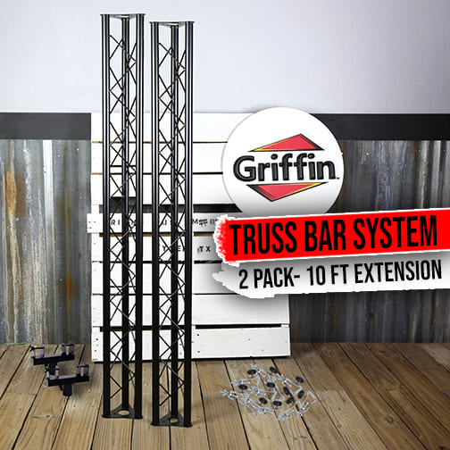 DJ Triangle Truss Extension Lighting System by GRIFFIN | Mounts on your Speaker Stands | Trussing Stage Kit for Smoke Machines & Dance Can Lights | C Clamps Mounting Brackets & Platform Hardware Set GeekStands.com