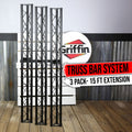 3-PACK Stage Mount Triangle Truss Extension by GRIFFIN | 5Ft Trussing Sections for DJ Booth Lighting System Stand | Mount Light Cans & Sound Effects for Pro Audio Equipment Gear | Parties, Live Gigs GeekStands.com