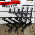 6-PACK PA Speaker Wall Mount Bracket Stands By GRIFFIN | All Steel Pro-Audio Speaker 35mm Pole Holder | Securing Locking Pin & 3 Horizontal Level Tilt Adjustments | DJ On Stage Studio Monitor Holders GeekStands.com