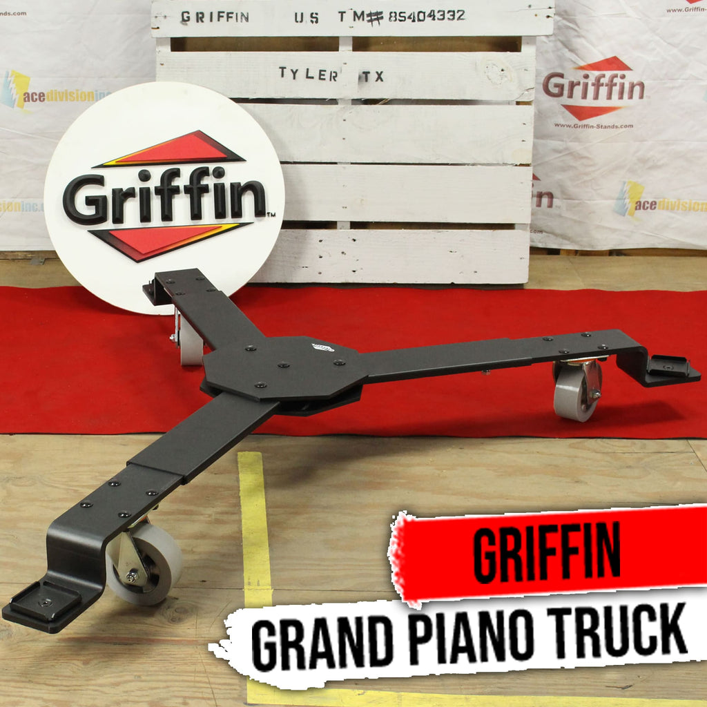 Piano Truck Dolly by GRIFFIN | Spider Mobileer Cart for Concert Baby Grand Pianos | 3 Large Wheel Moving Dollie Stage Stand with Adjustable Legs | Adjustable Universal Sturdy Placement Mount Holder GeekStands.com