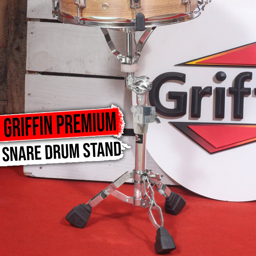 Premium Snare Drum Stand by GRIFFIN - Double Braced Heavy-Duty Weight Mount for Snares, Tom Drums & Adjustable Practice Pad - Percussion Hardware Kit GeekStands.com