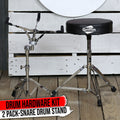 Snare Stand & Drum Throne 2-PACK Set by GRIFFIN | Percussion Chrome Hardware Kit & Double Braced Light-Weight Mount for Standard Snares, Tom-Toms & Practice Pad | Slip-Proof Gear Tilter & Clamp Holder GeekStands.com