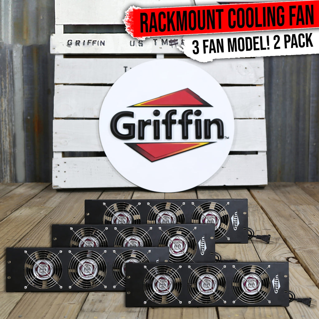 4 PACK - GRIFFIN Rackmount  Exhaust Fan | 3U Ultra-Quiet Triple Cooling Fans, Keep Studio Audio Equipment Gear Cool | Rack Mount on Network IT System Server Rails | Temperature Control Panel Cabinet GeekStands.com