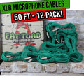 12 PACK - FAT TOAD XLR Microphone Cables | 50ft Professional Pro Audio Green Mic Cord Extension Patch with Lo-Z Connector | 24 AWG Shielded Wire & Balanced for DJ Music Recording Studio Mixer Gear GeekStands.com