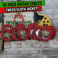 16 PACK - FAT TOAD Guitar Cords Right Angle to Straight-End Instrument Cable Tweed Cloth Jacket | Braided Woven 20FT 1/4 Inch Jack TS for Electric Guitar, Bass, AMP | Shielded 24 AWG Patch Conductor GeekStands.com