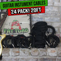 24 PACK - FAT TOAD 20FT Guitar Cords Instrument Cables | 24 AWG Patch Conductor for Electric Guitar, Bass, Amplifier, Speaker, Keyboard & Recording Studio | Shielded 1/4 Inch Gold Straight-End Wires GeekStands.com