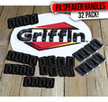 32 PACK -  Metal Flip Speaker Cabinet Handles for Rack Road Flight Trunk by GRIFFIN | Spring Loaded Flush Pull with Black Grip Rubber Padding for Chest Carry Case | DJ PA Pro-Audio Stage Gear Parts GeekStands.com