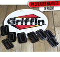 8 PACK - GRIFFIN Recessed Speaker Cabinet Handles for Rack Road Flight Case | Spring Loaded Flush Metal Flip Pull with Grip Rubber Padding for Trunk Chest Carry Case | DJ PA Pro-Audio Stage Gear Parts GeekStands.com