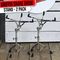 2-PACK Snare Drum Stand by GRIFFIN | Chrome Double Braced, Light Weight Mount for Standard Snares, Tom Drums & Practice Pad | Slip-Proof Gear Tilter & Clamp Style Basket Holder Percussion Hardware Kit GeekStands.com
