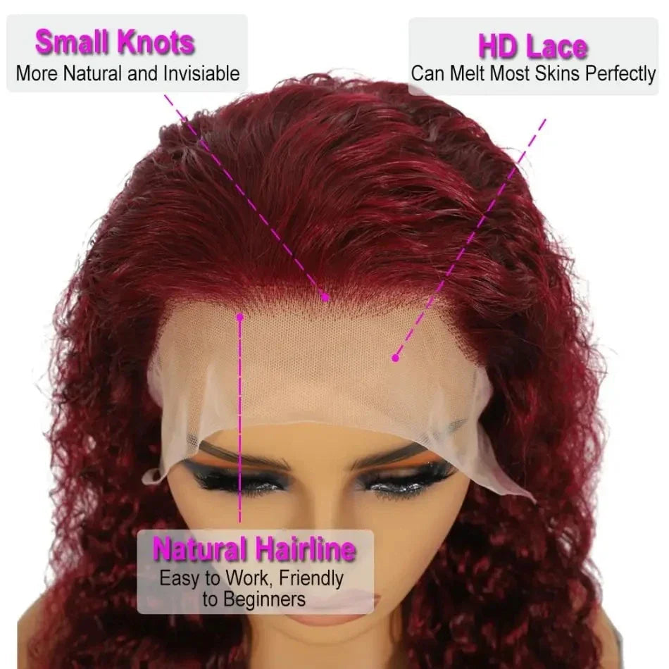Bob Wigs Lace Front Human Hair Wigs 13x4 Burgundy Straight T&L Fashions Boutique