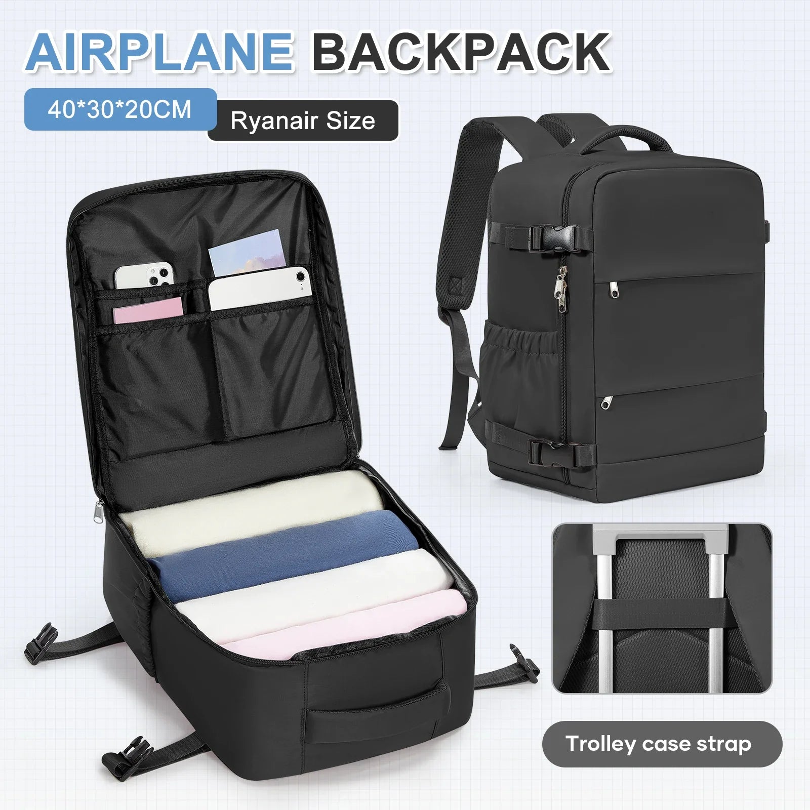 Ryanair Backpack 40x30x20 Cabin Bag Travel Backpack for Men Women Hand Luggage Leisure Laptop Backpack mochila para viaje cabina 7DAY'S