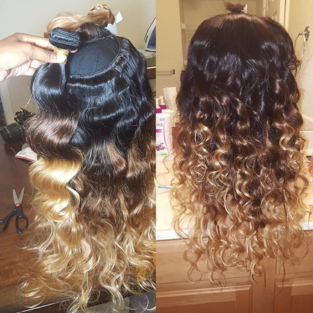 Body Wave Bundles T1b/4/27 Blonde Ombre Human Hair Bundles Deals Remy Hair Extensions Peruvian Brazilian Hair Weave Bundles T&L Fashions Boutique