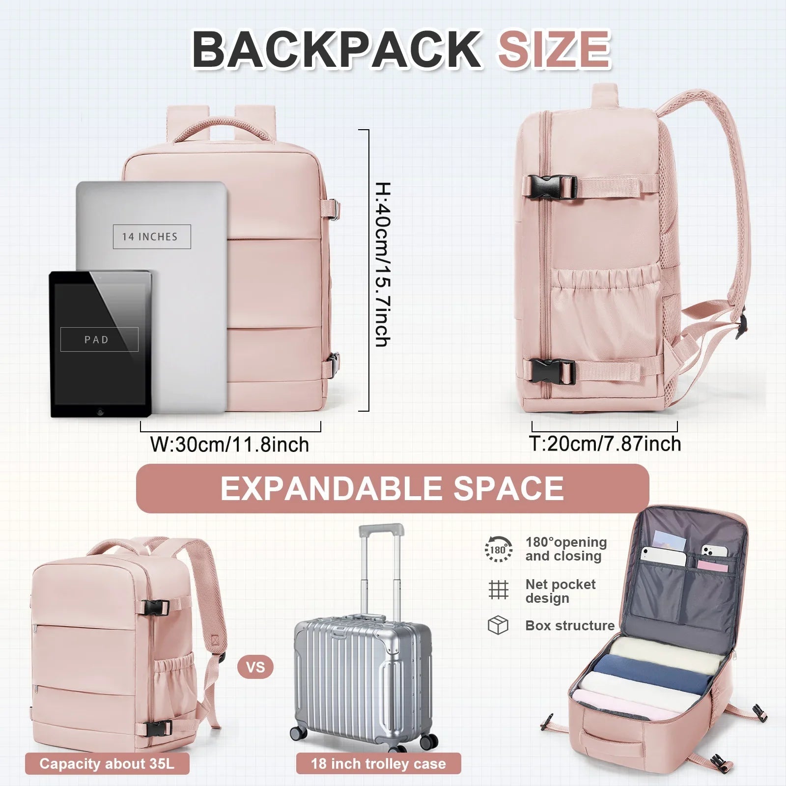 Ryanair Backpack 40x30x20 Cabin Bag Travel Backpack for Men Women Hand Luggage Leisure Laptop Backpack mochila para viaje cabina 7DAY'S